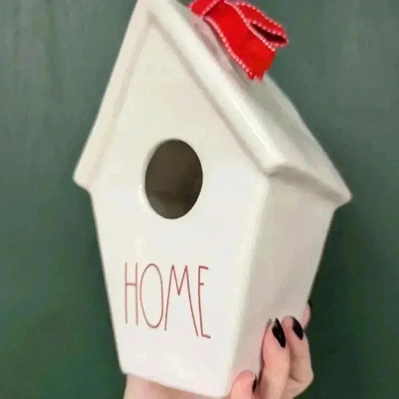 Rae Dunn home birdhouse with pinecone  picture on the back - Picture 3 of 5